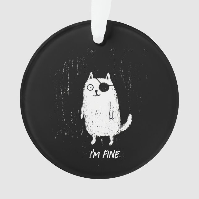 Pirate Cat – Minimal Funny Cat Art Ornament (Front)
