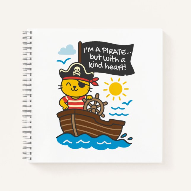 Pirate Cat Notebook - Kawaii Design (Front)