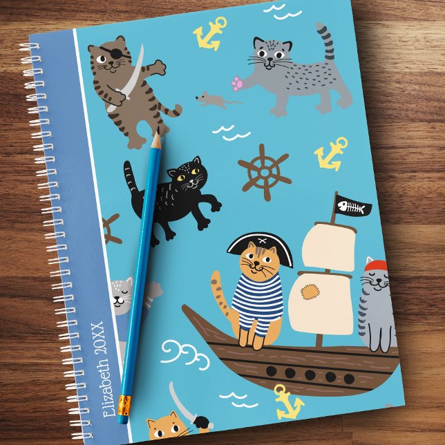 Pirate Cat Pattern for Boy and Girl Kids School Notebook (Creator Uploaded)