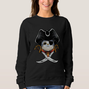 Pirate Cat Pirate Jolly Roger Cat Kitten Sweatshirt