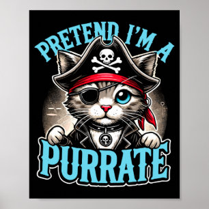 Pirate cat _ pretend a purrate _ cute halloween poster