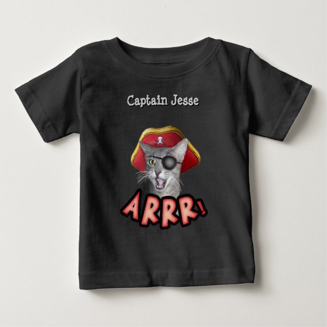Pirate Cat Shirt with Baby's Name (Front)