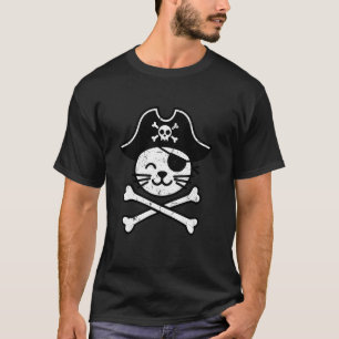 Pirate Cat Skull Crossbones Kids T-Shirt