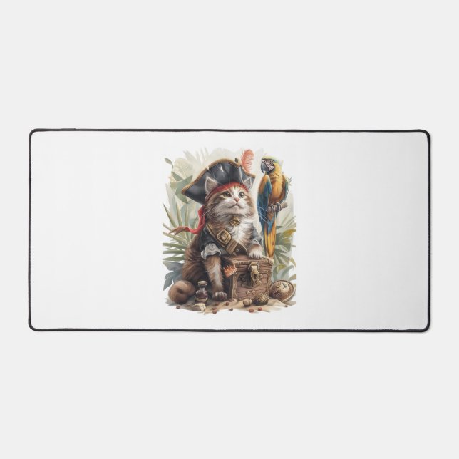 Pirate Cat Treasure Desk Mat (Front)