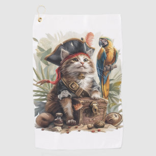Pirate Cat Treasure Golf Towel