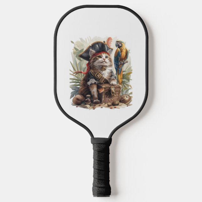 Pirate Cat Treasure Pickleball Paddle (Front)