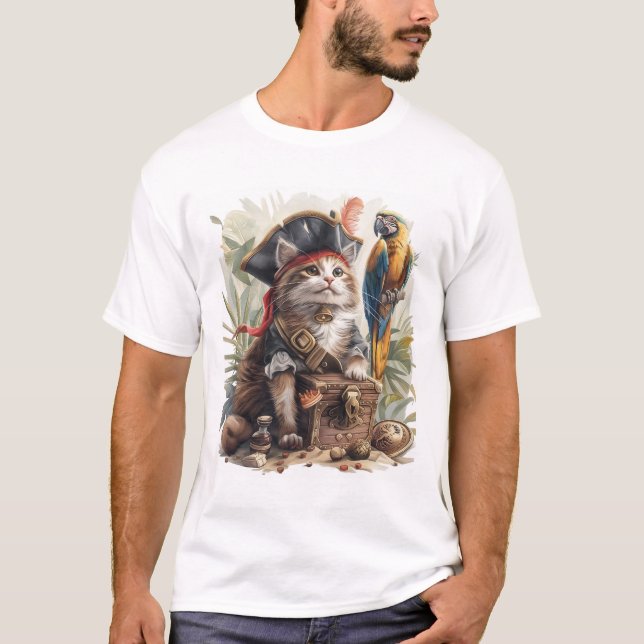 Pirate Cat Treasure T-Shirt (Front)