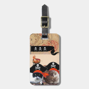 PIRATE CATS AND ANTIQUE PIRATES TREASURE MAPS LUGGAGE TAG