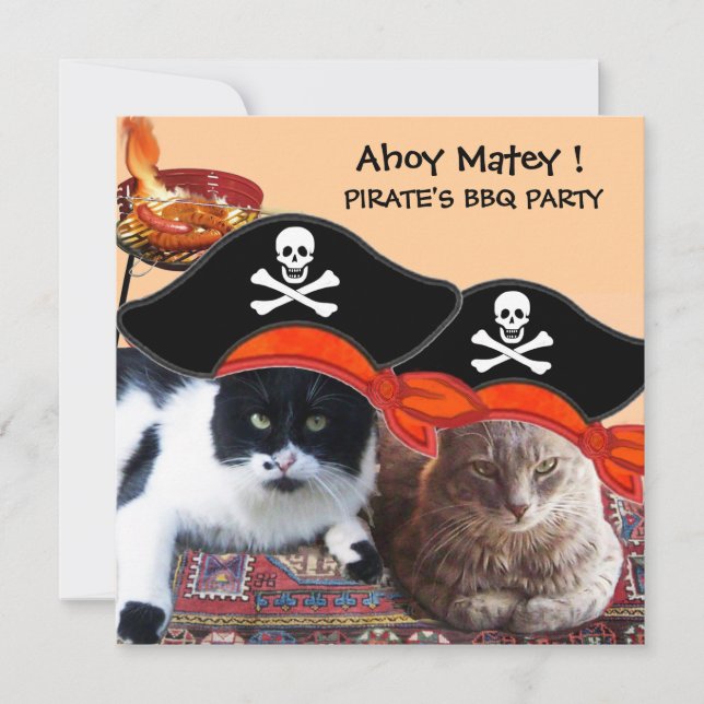 PIRATE CATS ,Talk like a Pirate Day Bbq Party Invitation (Front)