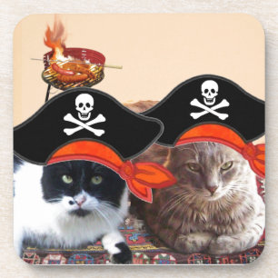 PIRATE CATS ,Talk like a Pirate Day Coaster