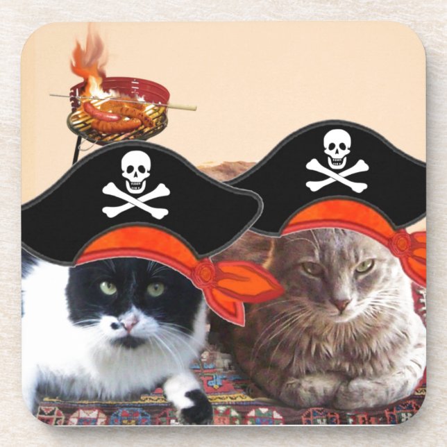 PIRATE CATS ,Talk like a Pirate Day Coaster (Front)
