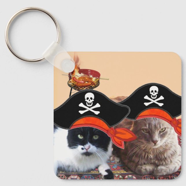 PIRATE CATS ,Talk like a Pirate Day Key Ring (Front)