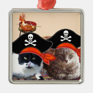 PIRATE CATS ,Talk like a Pirate Day Metal Ornament