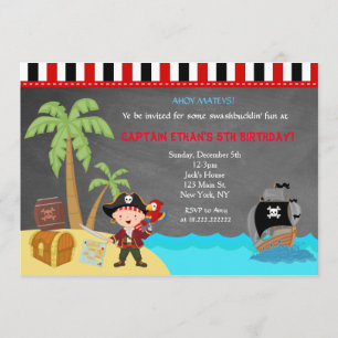 Pirate Chalkboard Birthday Invitations