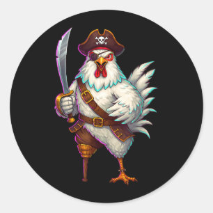 Pirate Chicken Funny Halloween Costume for Men Classic Round Sticker
