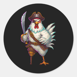 Pirate Chicken Funny Halloween Costume For Men Wom Classic Round Sticker