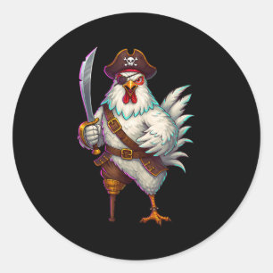 Pirate Chicken Funny Halloween Costume For Men Wom Classic Round Sticker