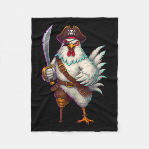Pirate Chicken Funny Halloween Costume For Men Wom Fleece Blanket