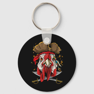 Pirate Chicken Jolly Roger Flag Nautical Farm Chic Key Ring