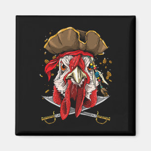 Pirate Chicken Jolly Roger Flag Nautical Farm Chic Magnet