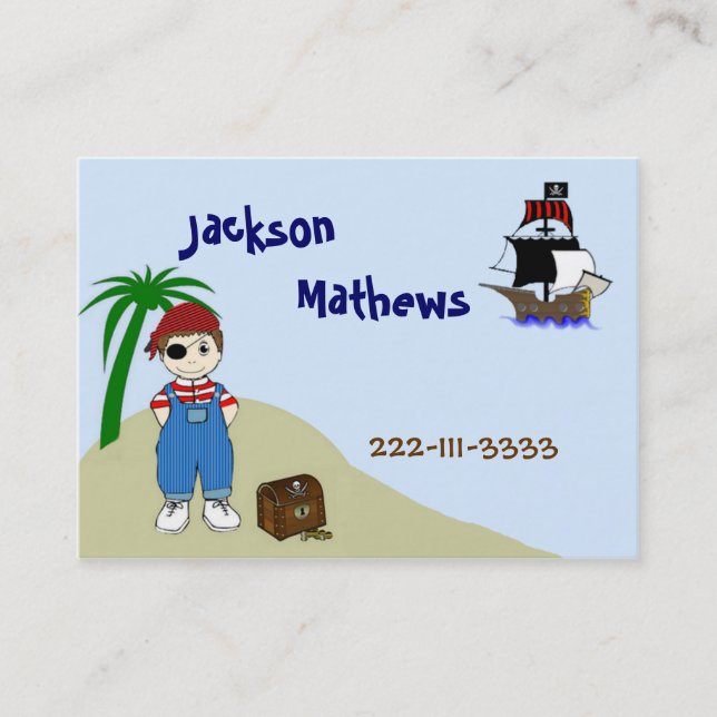 Pirate Children's Calling Card (Front)