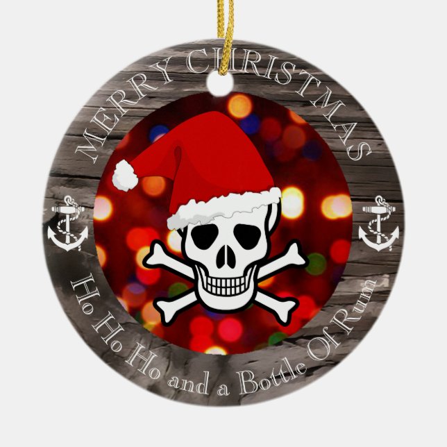 Pirate Christmas Ceramic Ornament (Front)