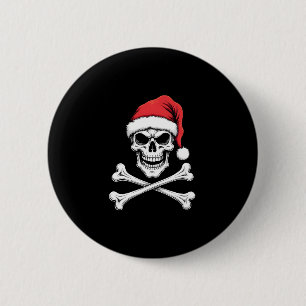 Pirate Christmas Skull & Crossbones Santa Hat. Got 6 Cm Round Badge