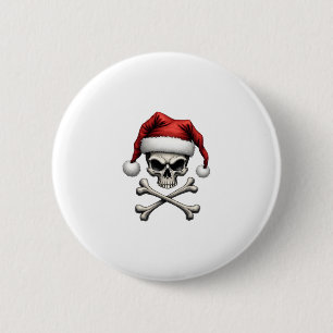 Pirate Christmas Skull & Crossbones Santa Hat. Got 6 Cm Round Badge