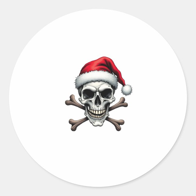 Pirate Christmas Skull & Crossbones Santa Hat. Got Classic Round Sticker (Front)