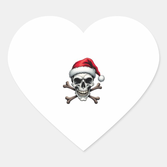 Pirate Christmas Skull & Crossbones Santa Hat. Got Heart Sticker (Front)