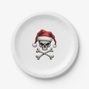 Pirate Christmas Skull & Crossbones Santa Hat. Got Paper Plate