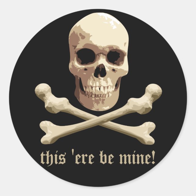 Pirate Club - Skull and Crossbones Classic Round Sticker (Front)