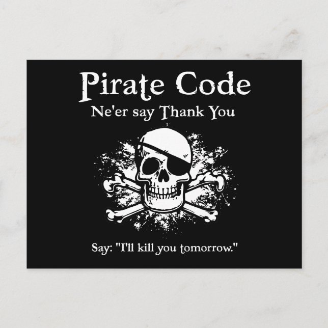 Pirate Code: Thank You Postcard (Front)