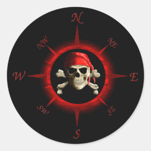 Pirate Compass Rose Classic Round Sticker