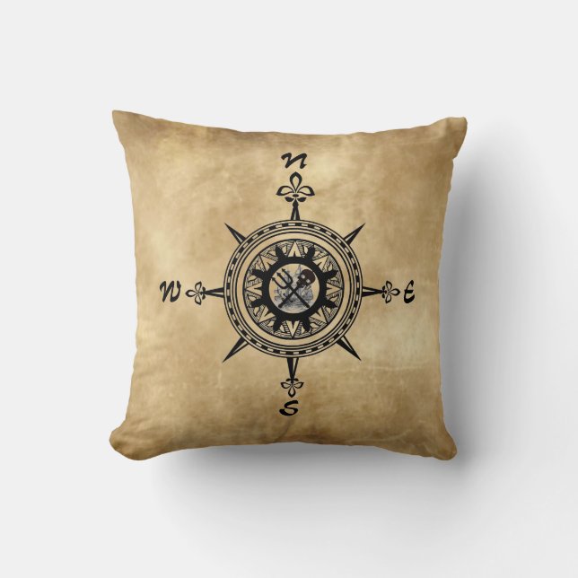 Pirate Compass Rose with Ship Cushion (Front)