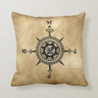 Pirate Compass Rose with Ship Cushion