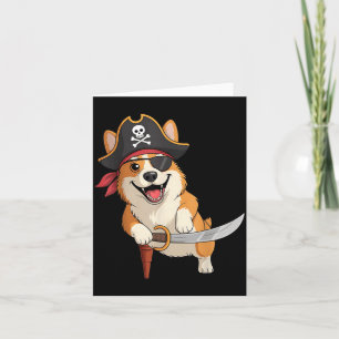 Pirate Corgi Funny Dog Lovers Halloween Costume Card