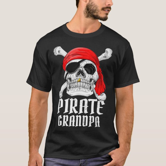 Pirate Costume Grandpa Theme Party Halloween Man P T-Shirt (Front)