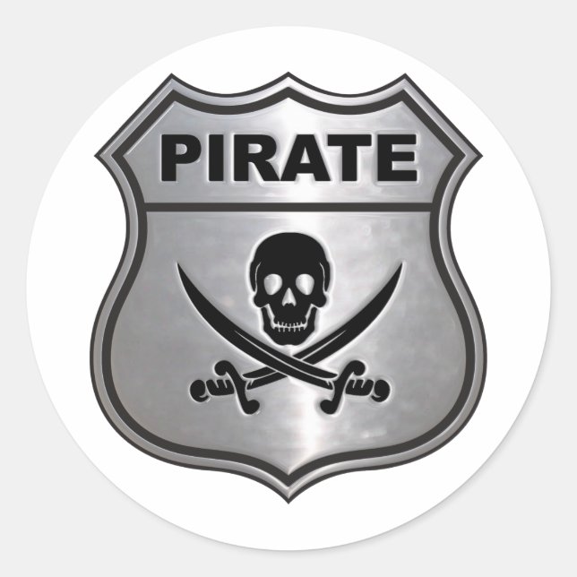 Pirate Crest Classic Round Sticker (Front)