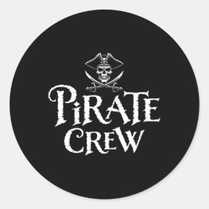 Pirate Crew Funny Halloween Costume Dad Mum Boys G Classic Round Sticker