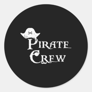 Pirate Crew Funny Halloween Costume Party Men Boys Classic Round Sticker