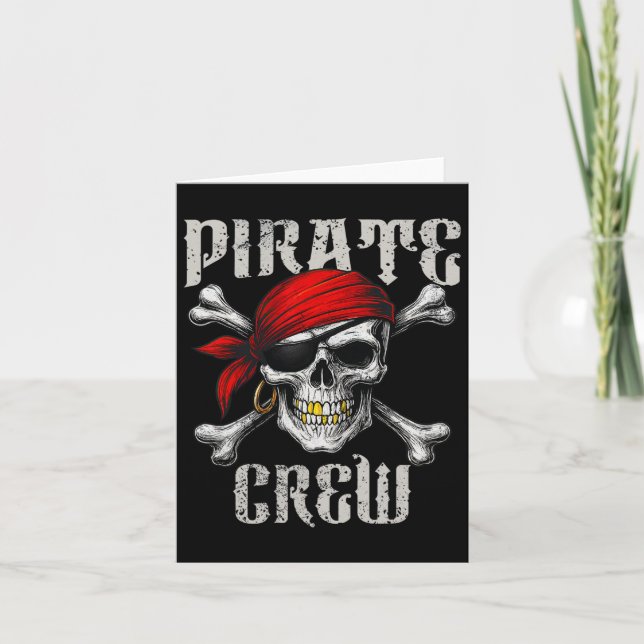 Pirate Crew Jolly Roger Flag And Skull Crossbones  Card (Front)