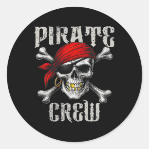 Pirate Crew Jolly Roger Flag And Skull Crossbones  Classic Round Sticker