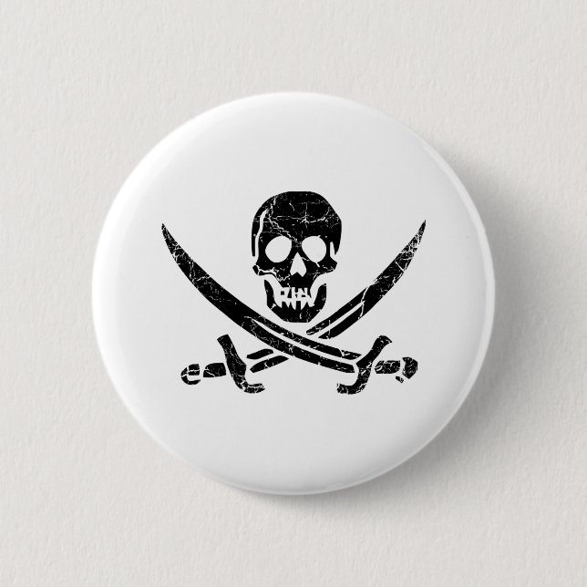 Pirate Cross 6 Cm Round Badge (Front)