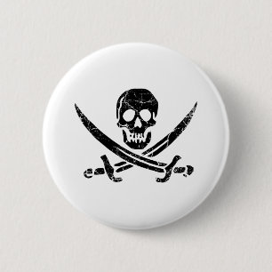 Pirate Cross 6 Cm Round Badge