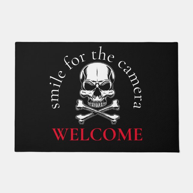 Pirate Cross Bones Skull Doormat (Front)