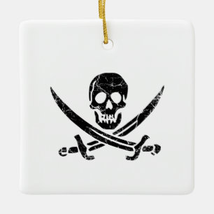 Pirate Cross Ceramic Ornament