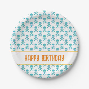 Pirate Crossbones Happy Birthday Kids Colourful Fu Paper Plate