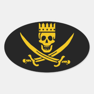 Pirate Crown oval sticker - pack of 20