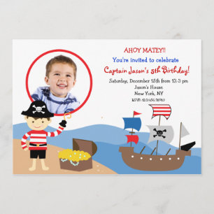 PIrate Custom Photo Birthday Party Invitations